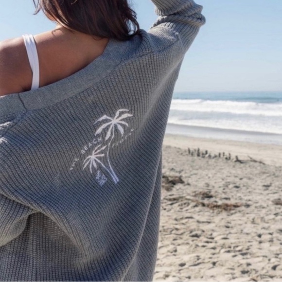 The Beach People Sweaters - The Beach People Gray Knit Cardigan Size M/L